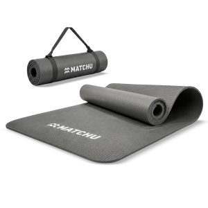 fitnessmat grijs hero shot en draagkoord