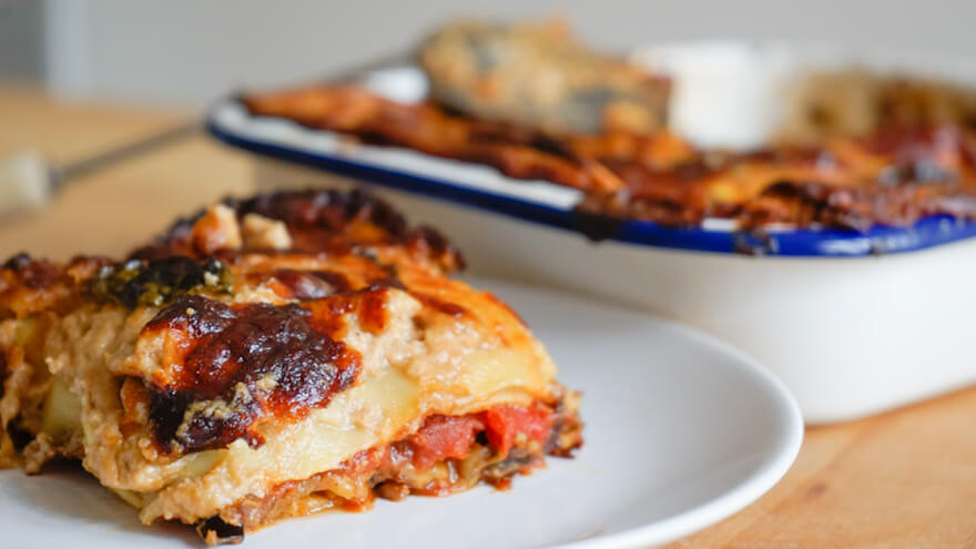 Vegetarische lasagna met aubergine 880 x 495
