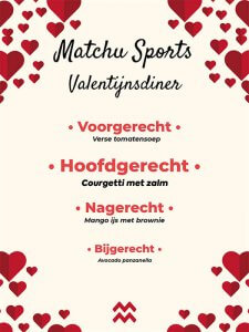 Matchu Sports Valentijn menu