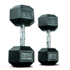 MATCHU - Dumbbells - Hexa dumbbells - Set van 2 stuks - Beschikbaar in 5, 7.5, 10, 12.5, 15, 17.5 en 20 KG - Rubber - Zwart - (Zwart - 10 KG