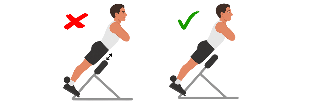 Back Extension Positie Heupen Goed en Fout
