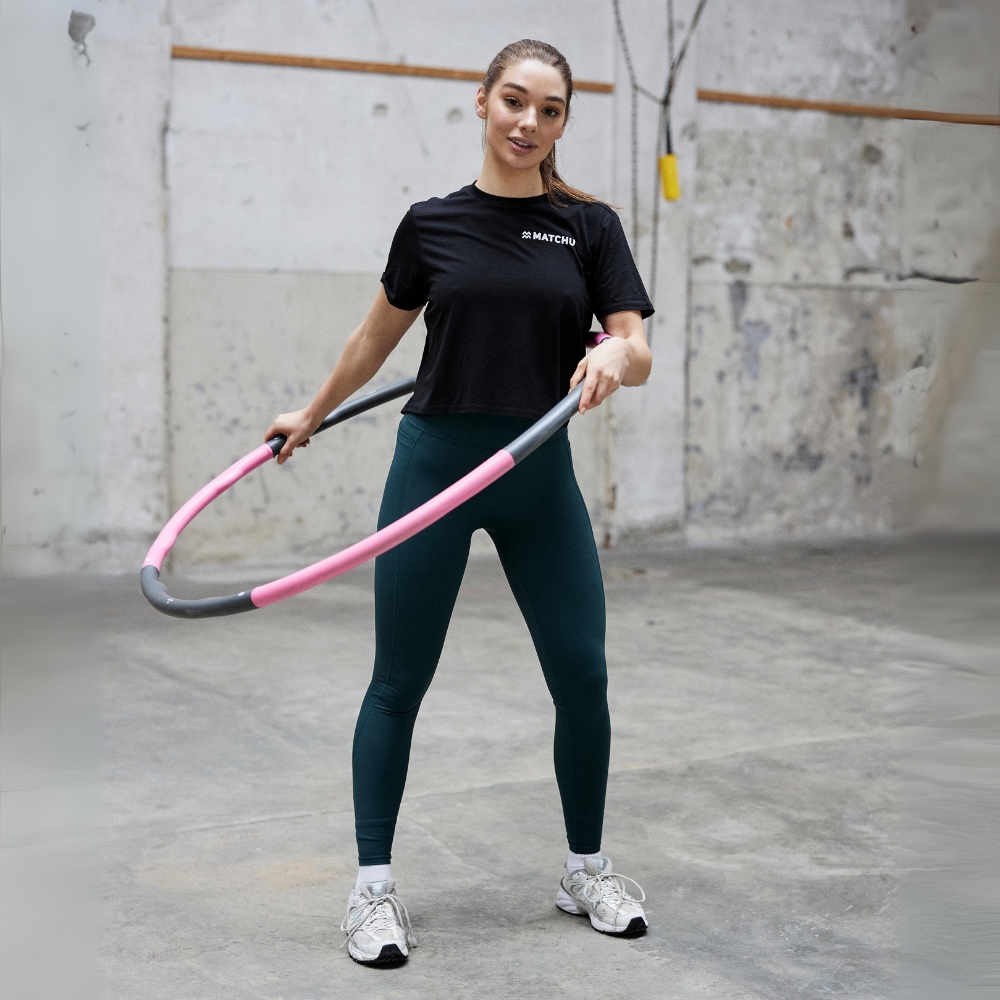 fitness hoelahoep roze 1,5 kg isabelle pose 3 spinnerij