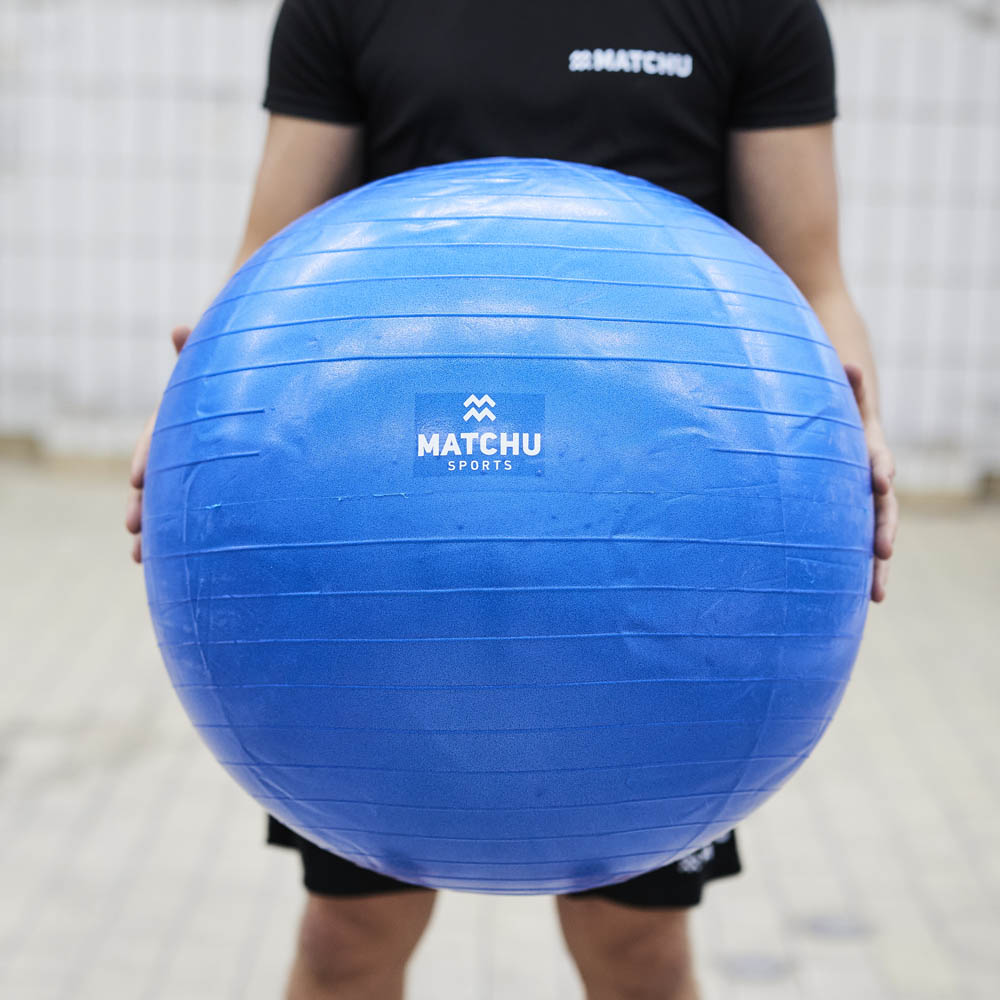 fitnessbal blauw 75cm voorkant zoom dex matchu