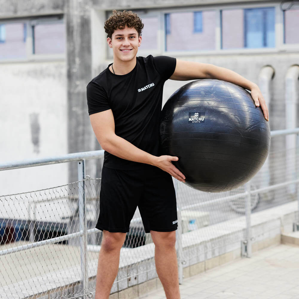 fitnessbal zwart 85cm voorkant hold dex matchu