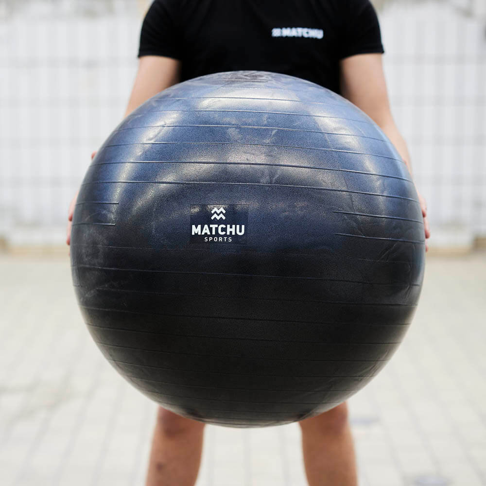 fitnessbal zwart 85cm voorkant zoom dex matchu