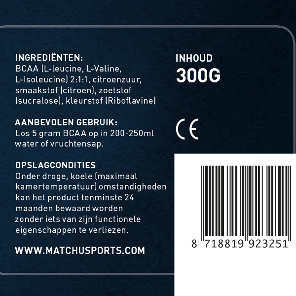 BCAA lemon etiket | Matchu Sports