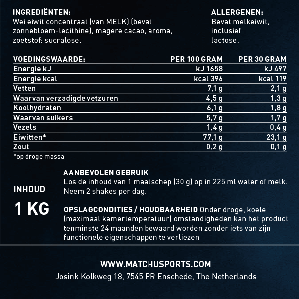 eiwitshake chocolade etiket
