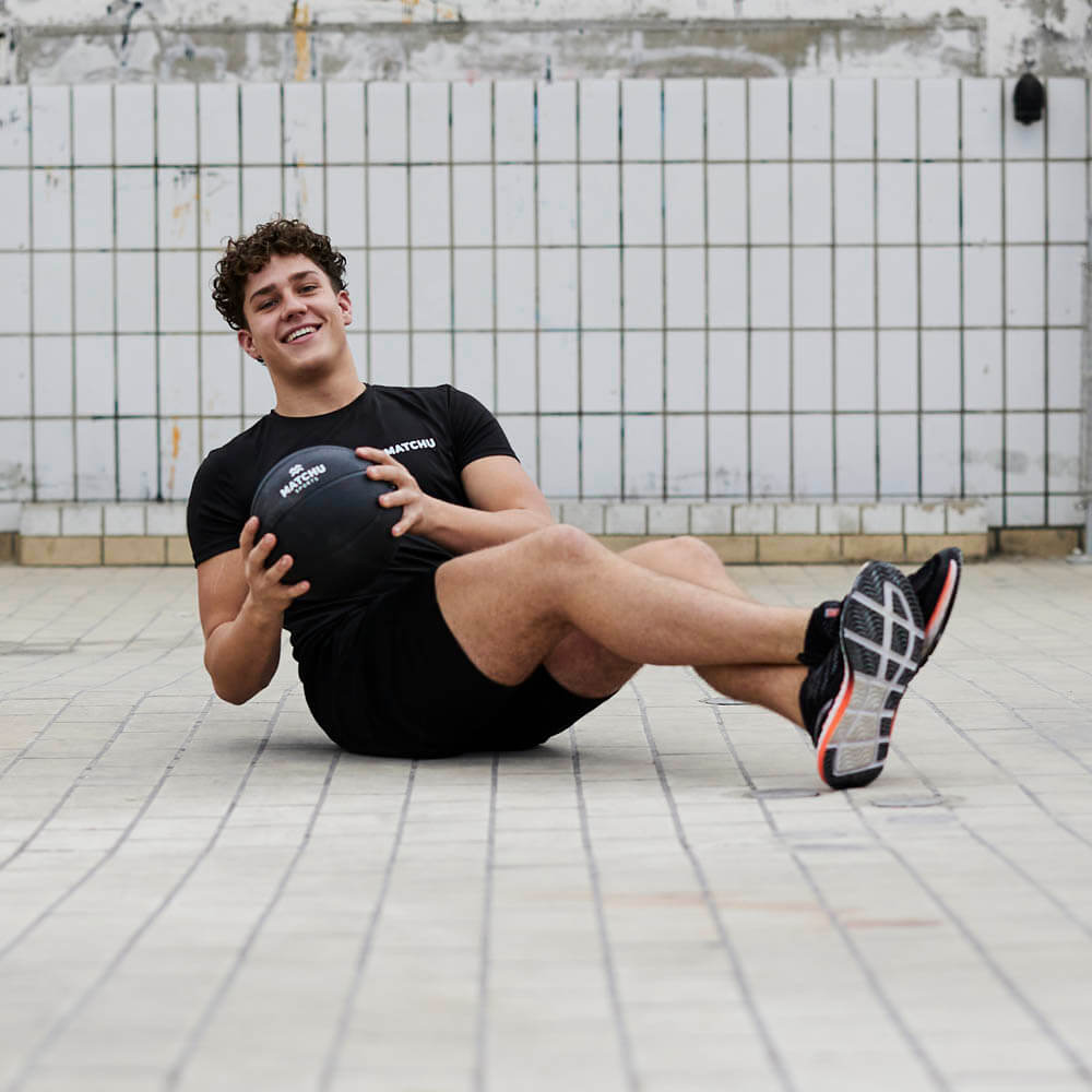 medicine ball 5kg zwart back extension pass dex voorgrip matchu