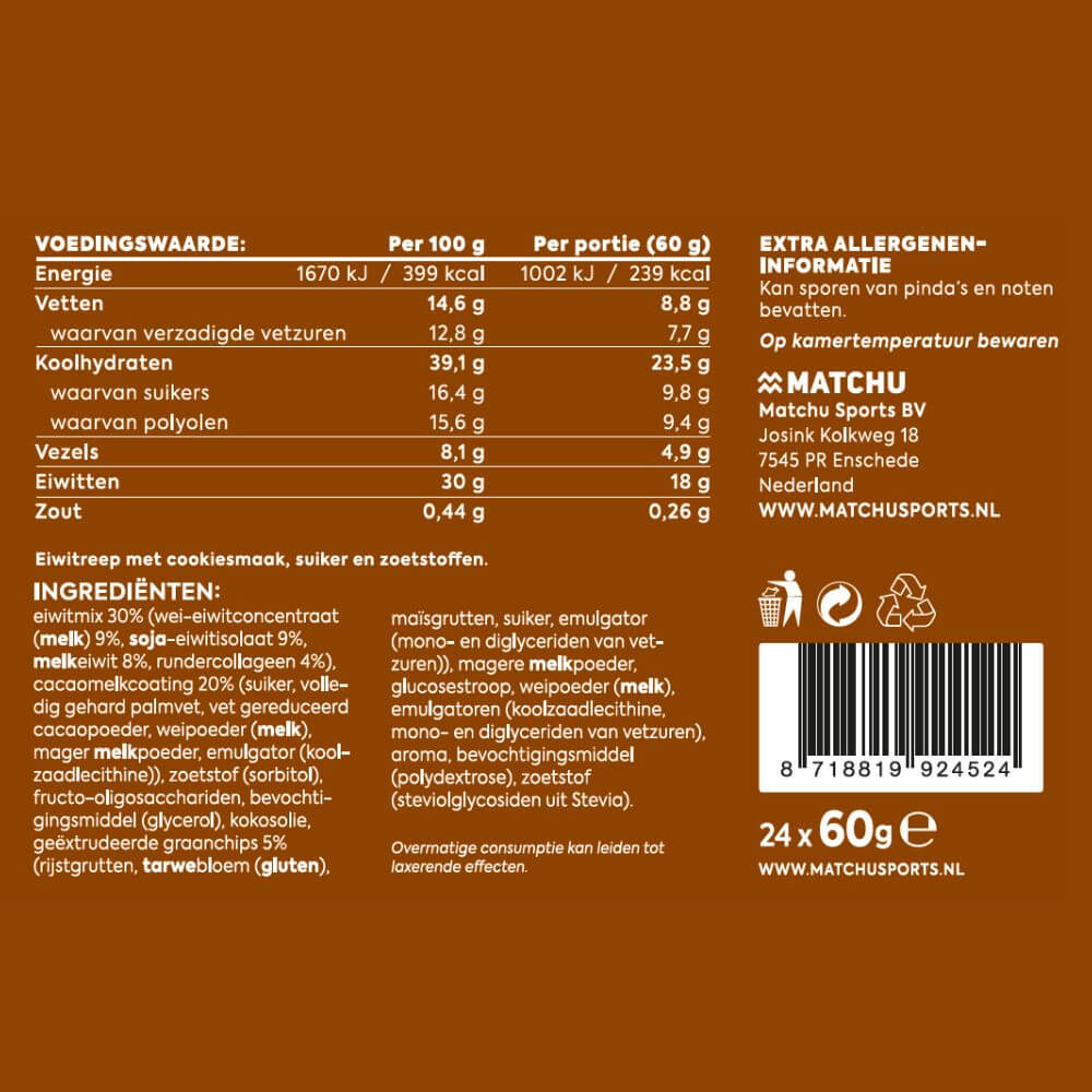 Voedingswaarden Cookie Protein Bar